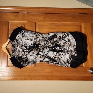 Gray and black print dress